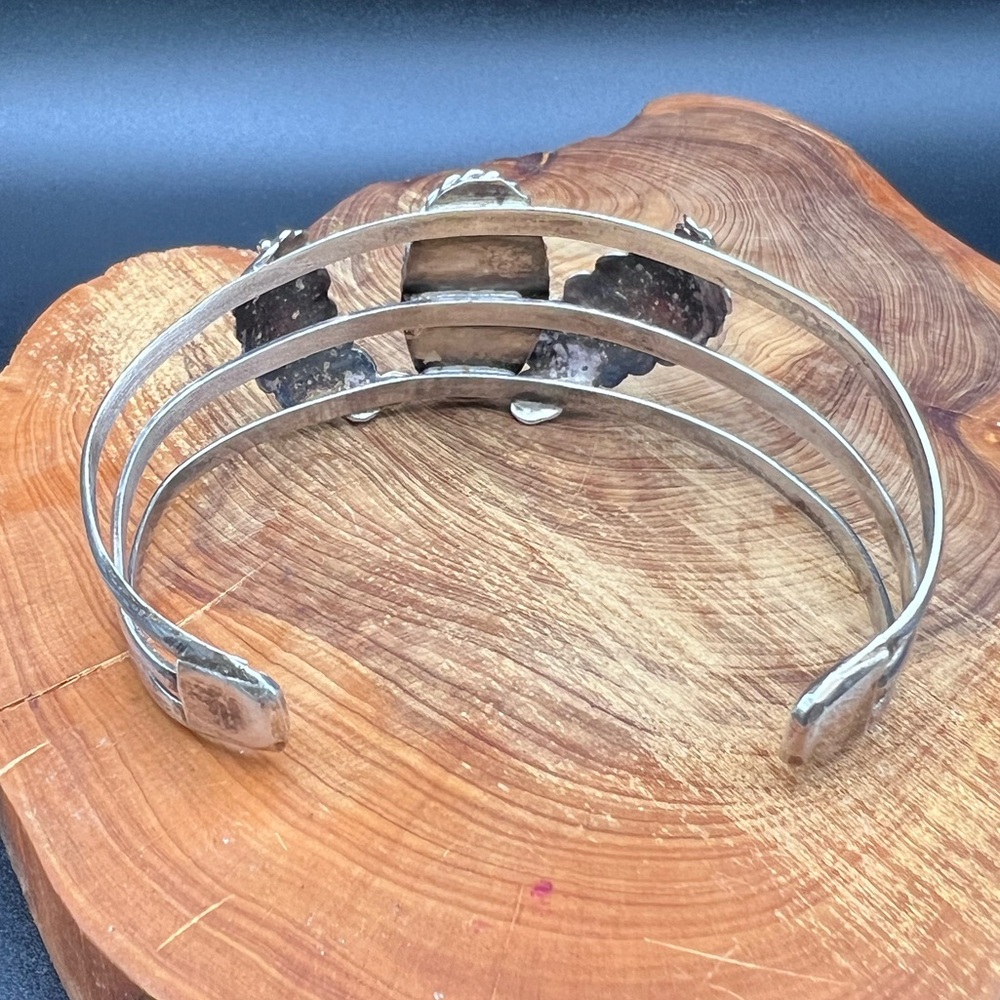Vintage Sterling Silver Tigers Eye Southwestern Cuff - Picture 3 of 9